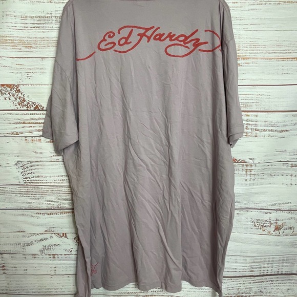 Mens ED HARDY Lavendar Speed Kills Biker Cycle Shirt sz 4XL NWT - Picture 3 of 5